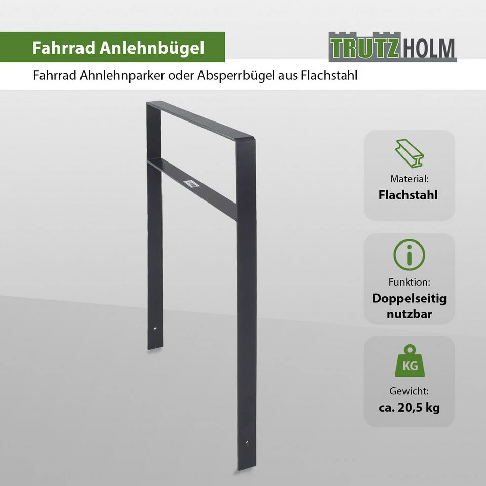 TRUTZHOLM Fahrradständer Fahrradanlehnbügel 114 x 77 cm Flachstahl 13 mm Typ H 5er Set Anthrazit