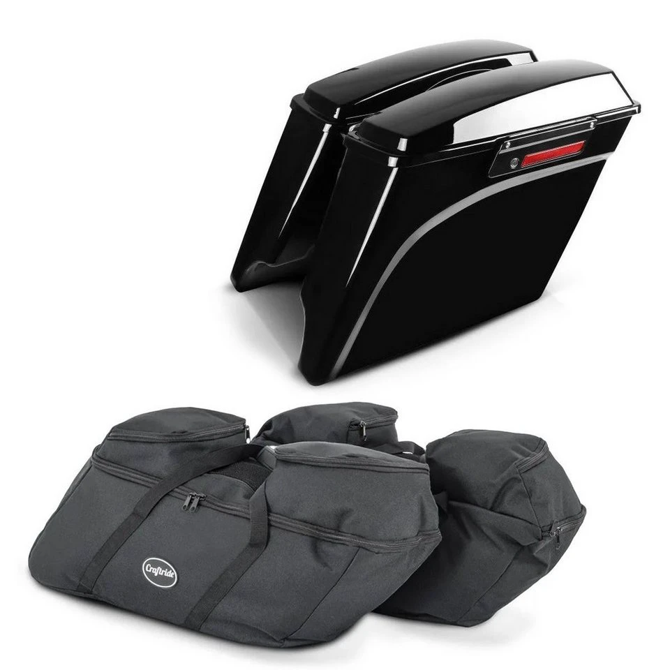 Craftride Koffer Innentaschen Set verlängerte Seitenkoffer Stretched Latch Black