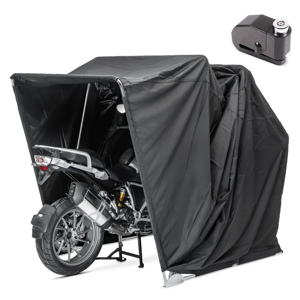 Motoguard Motorrad-Zeltgarage XXL Set mit Alarm-Bremsscheibenschloss