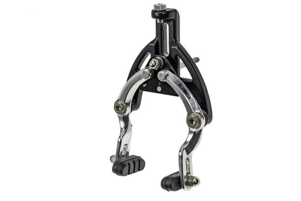 ALHONGA Felgenbremse U-Brake für Faltrad vorne Aluminium Schwarz/Silber mit Bremsbelägen