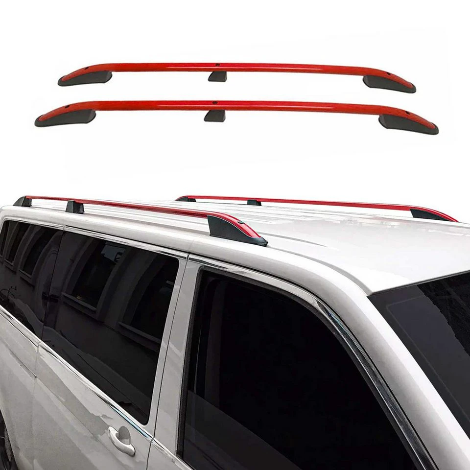 OMAC Dachträger Dachreling VW T5 Caravelle 2003-2015 L2 Lang Alu Rot 2-St