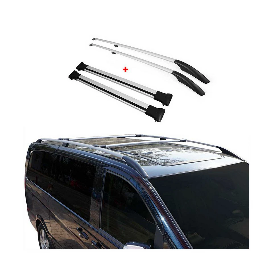 OMAC Dachträger Dachreling SET VW Caddy 2015-2020 Kurz Alu Silber 4tlg