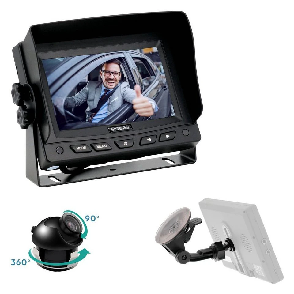 VSG24 5" Rückfahrsystem PILOT HD für PKW Front Heck mit Monitor und 1x Mini Rückfahrkamera 150°