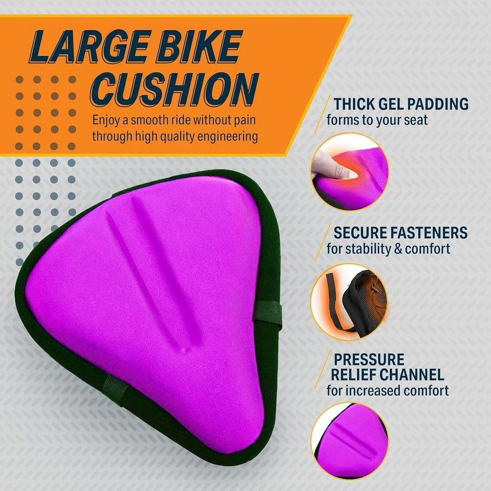 UE Stock Fahrradsattel Bikeroo Fahrrad Gel Sitzkissen Violett 27,9 x 25,4 x 4,6 cm