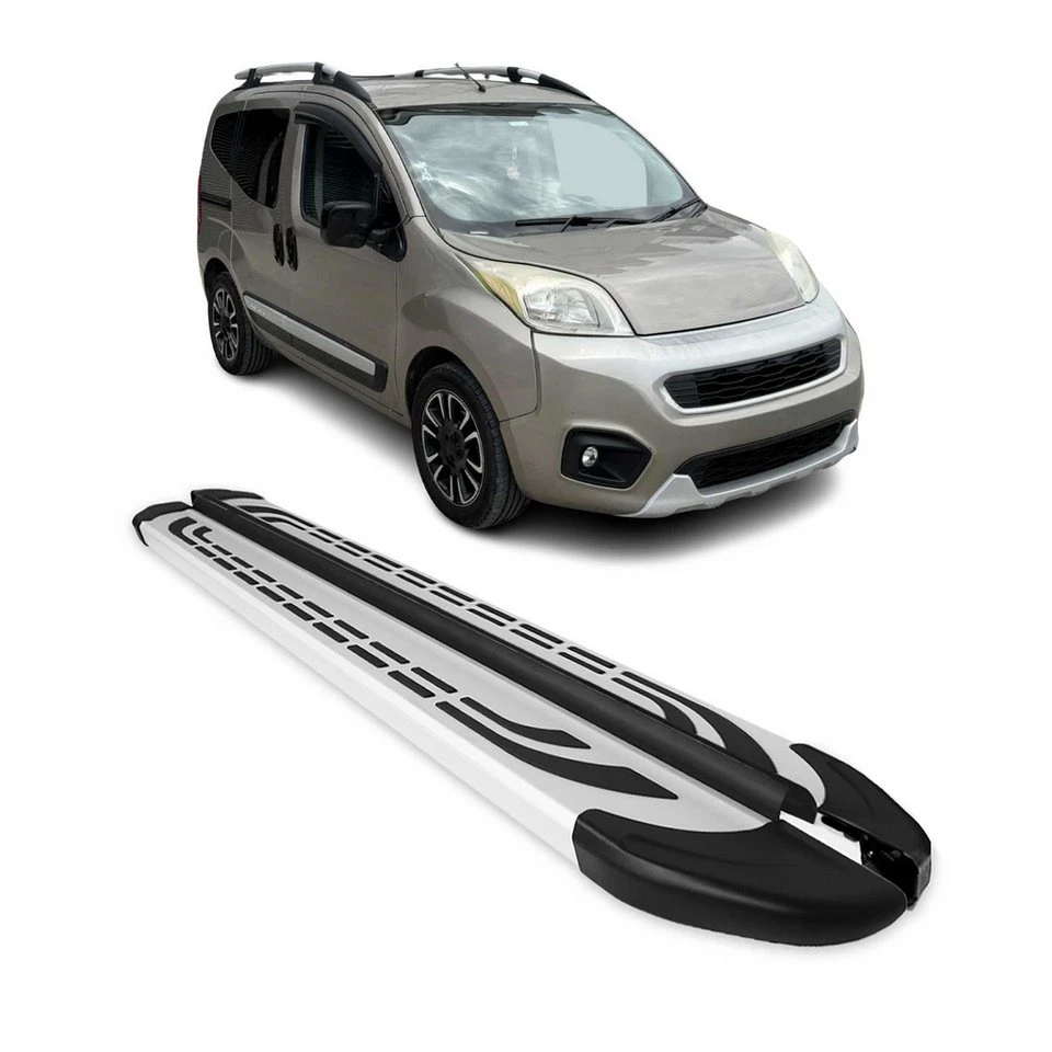 OMAC Aluminium Trittbretter Fiat Qubo 2007-2021 Alu Grau 2-tlg. rutschfest
