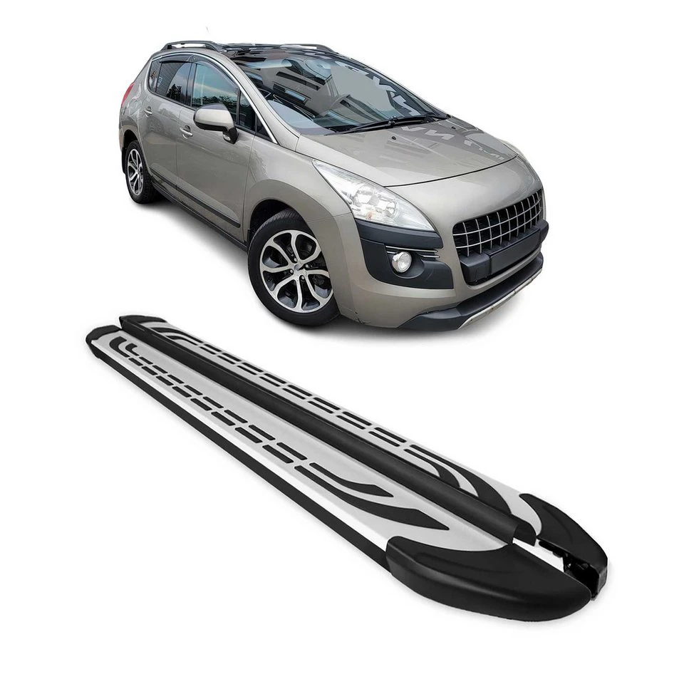 OMAC Trittbretter für Peugeot 3008 2009-16 Aluminium ABS Schwarz 2-tlg. rutschfest