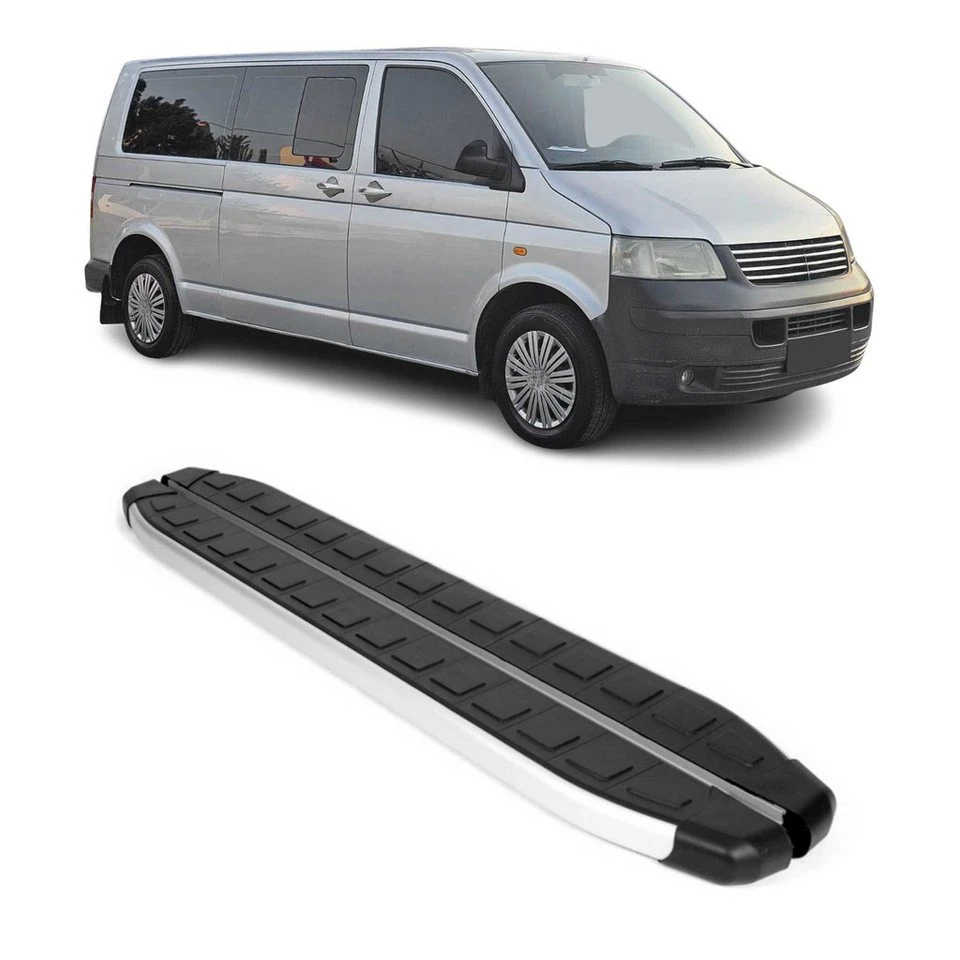 OMAC Aluminium Trittbretter VW Transporter T5 2003-2015 L2 Langradstand 2-tlg. rutschfest