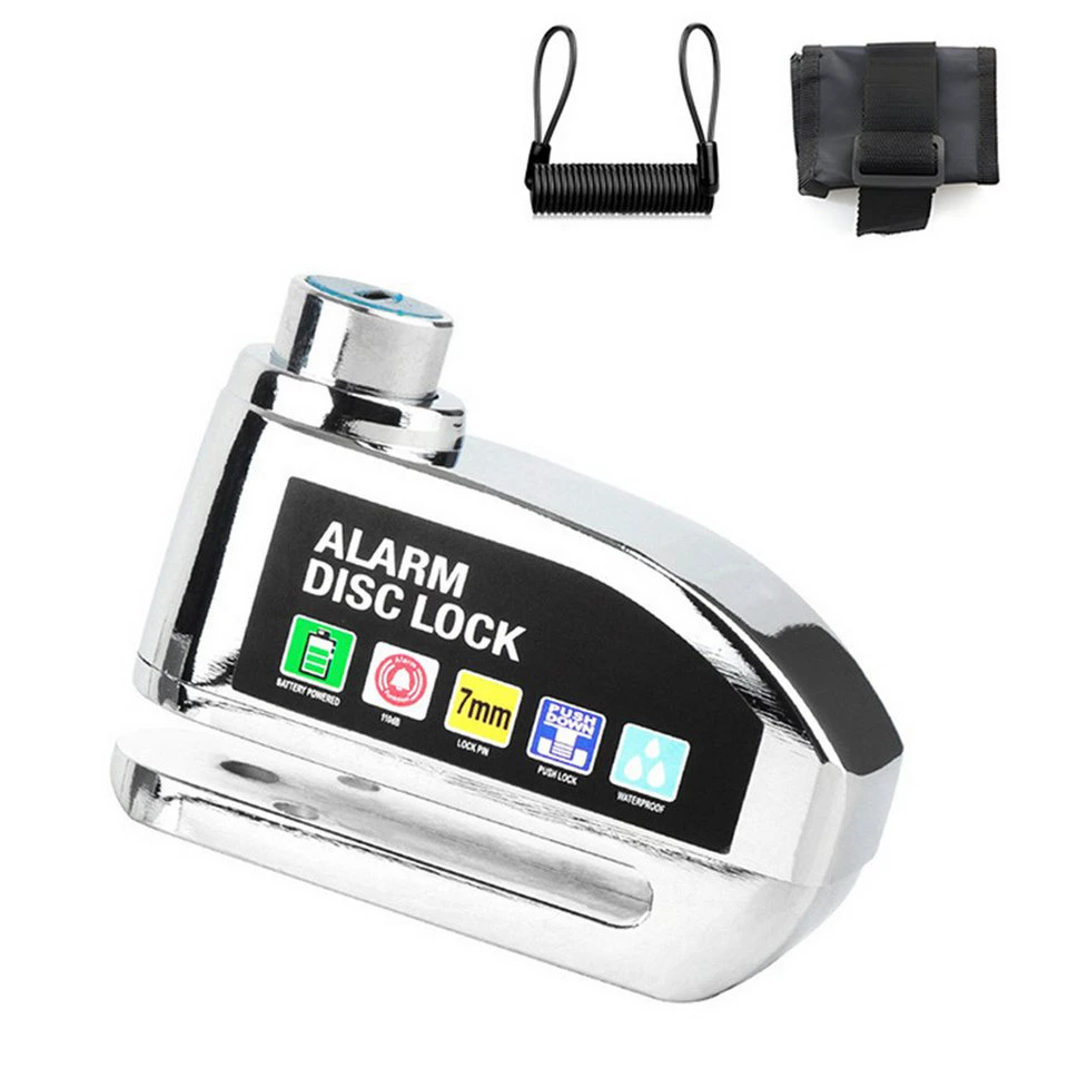 Senmudi Bremsscheibenschloss mit Alarm 110 dB 7 mm 1,2 m Rückrufkabel