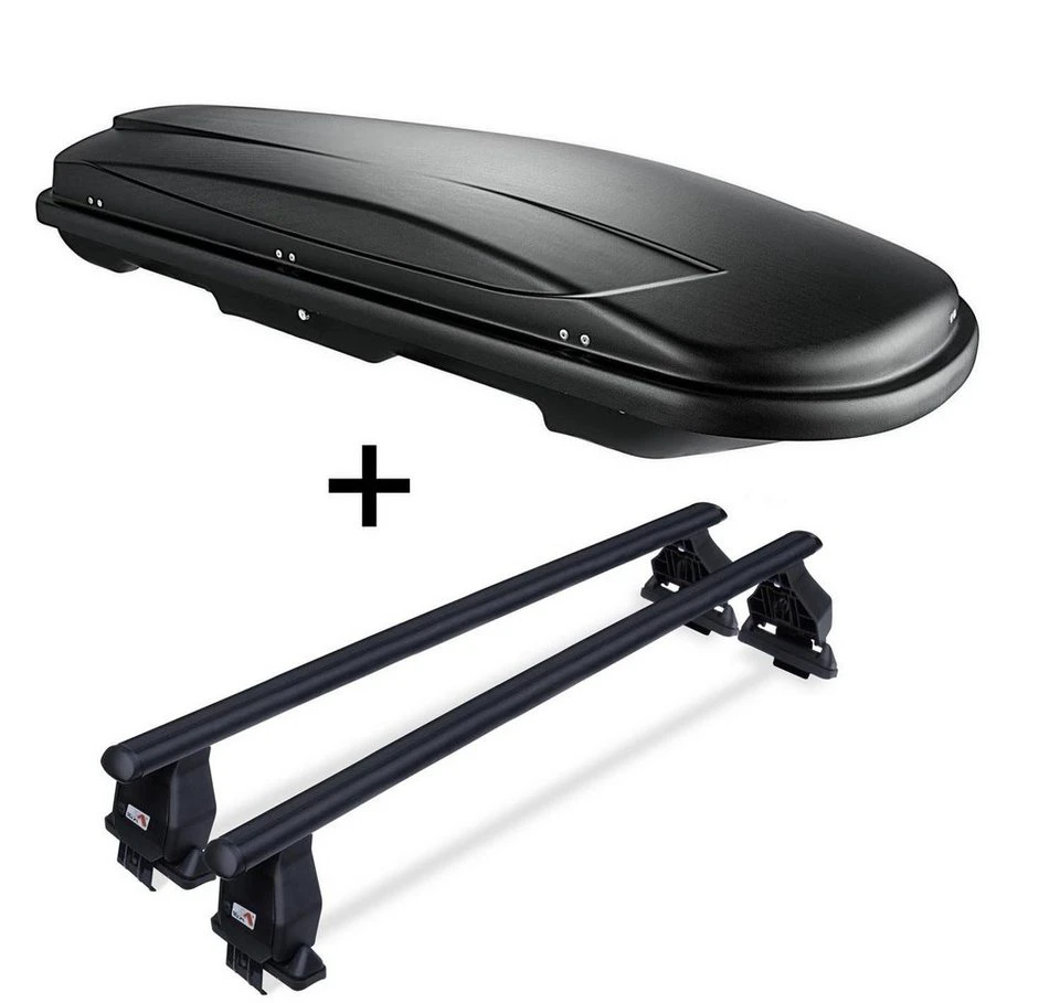 VDP JUXT400 Dachbox schwarz 400 Liter abschließbar mit Dachträger Menabo TEMA für Lexus IS XE10 4 Türer 1998-2005