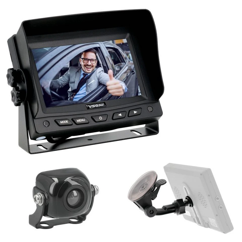 VSG24 5" Rückfahrsystem EASY FIVE für PKW mit Monitor und Mini-Rückfahrkamera 170° Blickwinkel