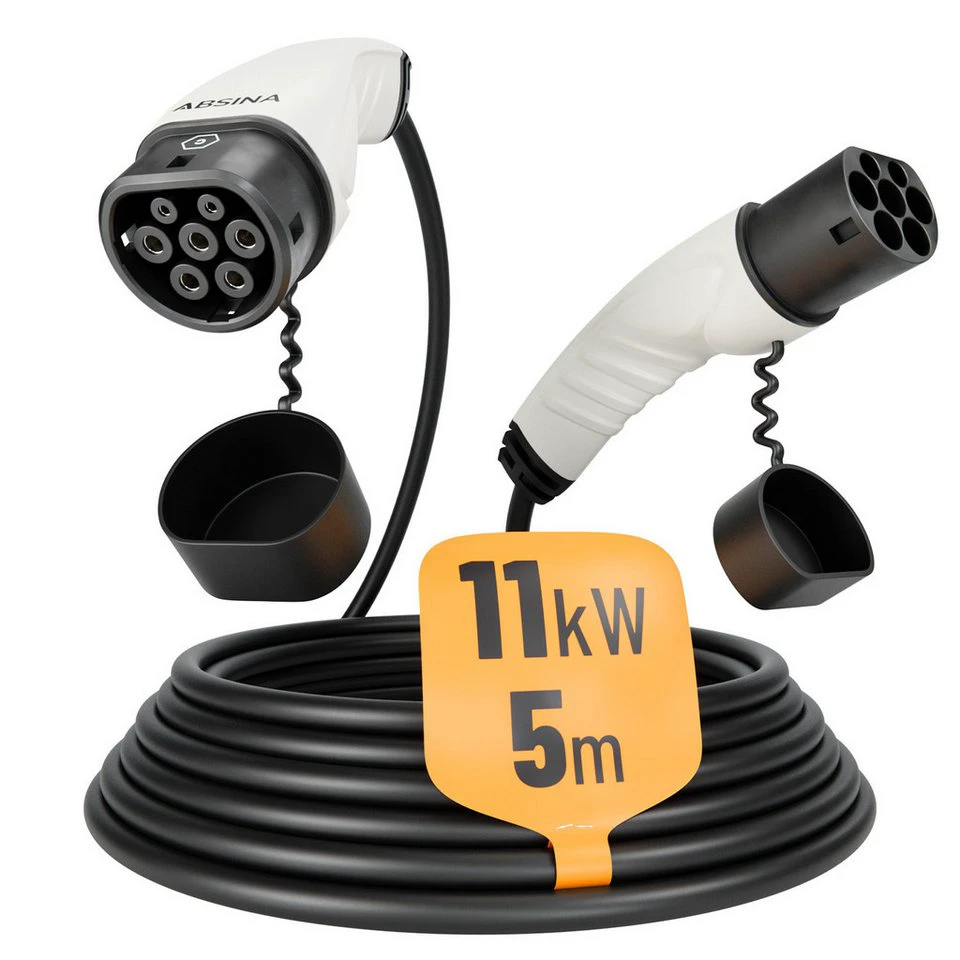 ABSINA Elektroauto Ladekabel Typ 2 Mode 3 5 Meter 3-phasig 11 kW 16 A IP55