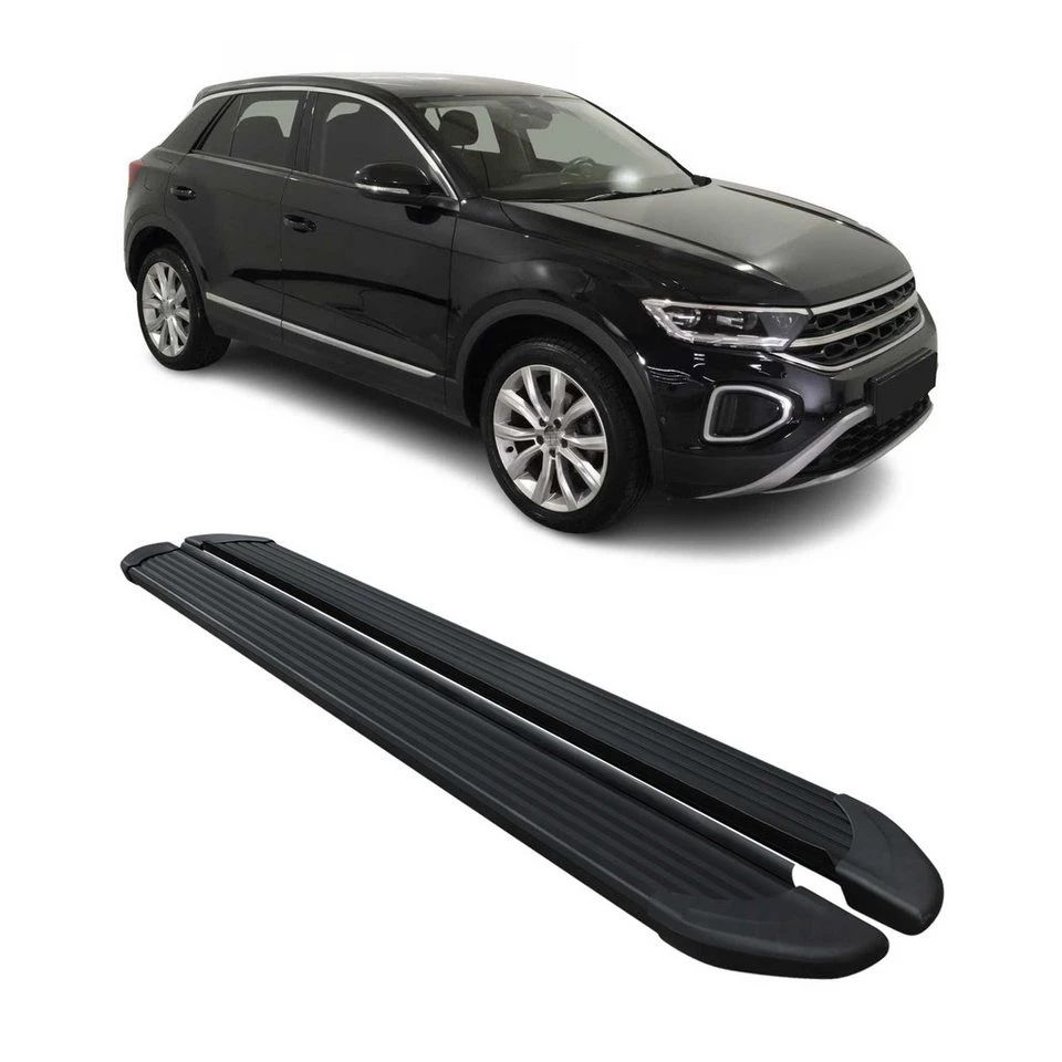 OMAC Trittbretter VW T-Roc 2017-2025 Aluminium Schwarz 2-tlg rutschfest