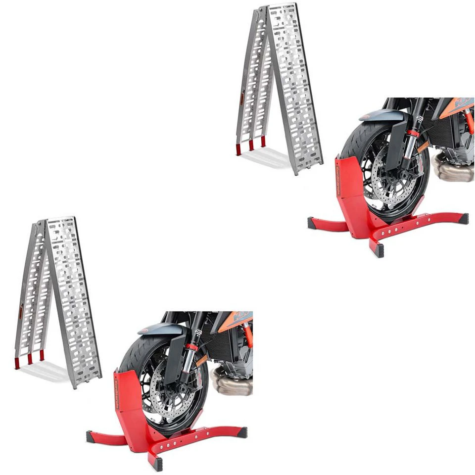ConStands Motorradheber 2x Set Auffahrrampe Motorradwippe S1