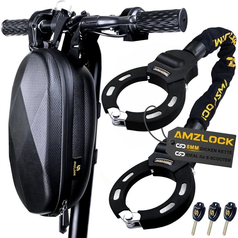 AMZLOCK Kettenschloss E-Scooter 75 cm 8 mm gehärteter Stahl mit Tasche