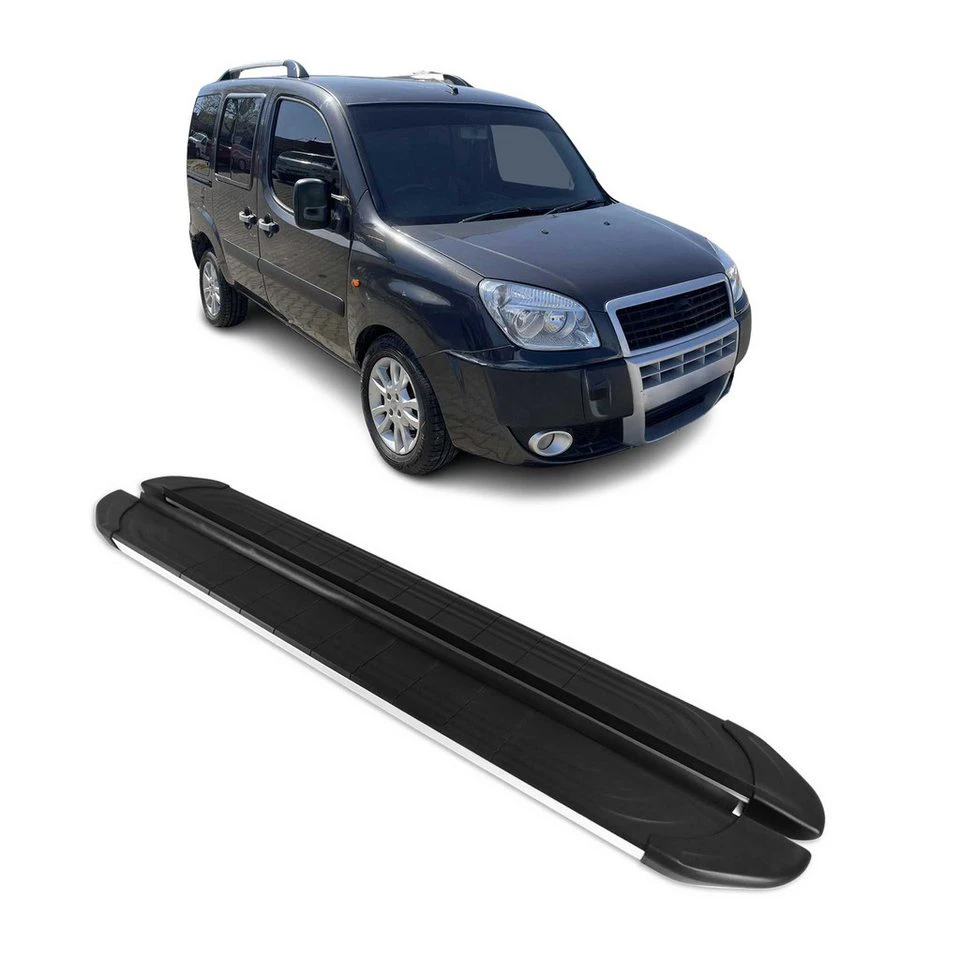 OMAC Trittbretter Fiat Doblo Maxi 2000-2010 Langradstand L2 Aluminium Schwarz Grau 2-tlg.