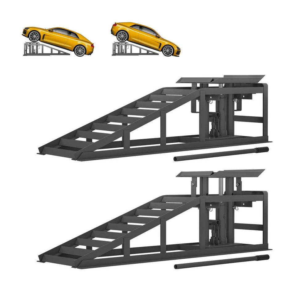 Gotagee Laderampe 2 Stück höhenverstellbar 290-397 mm Tragfähigkeit 2000 kg Stahl Grau