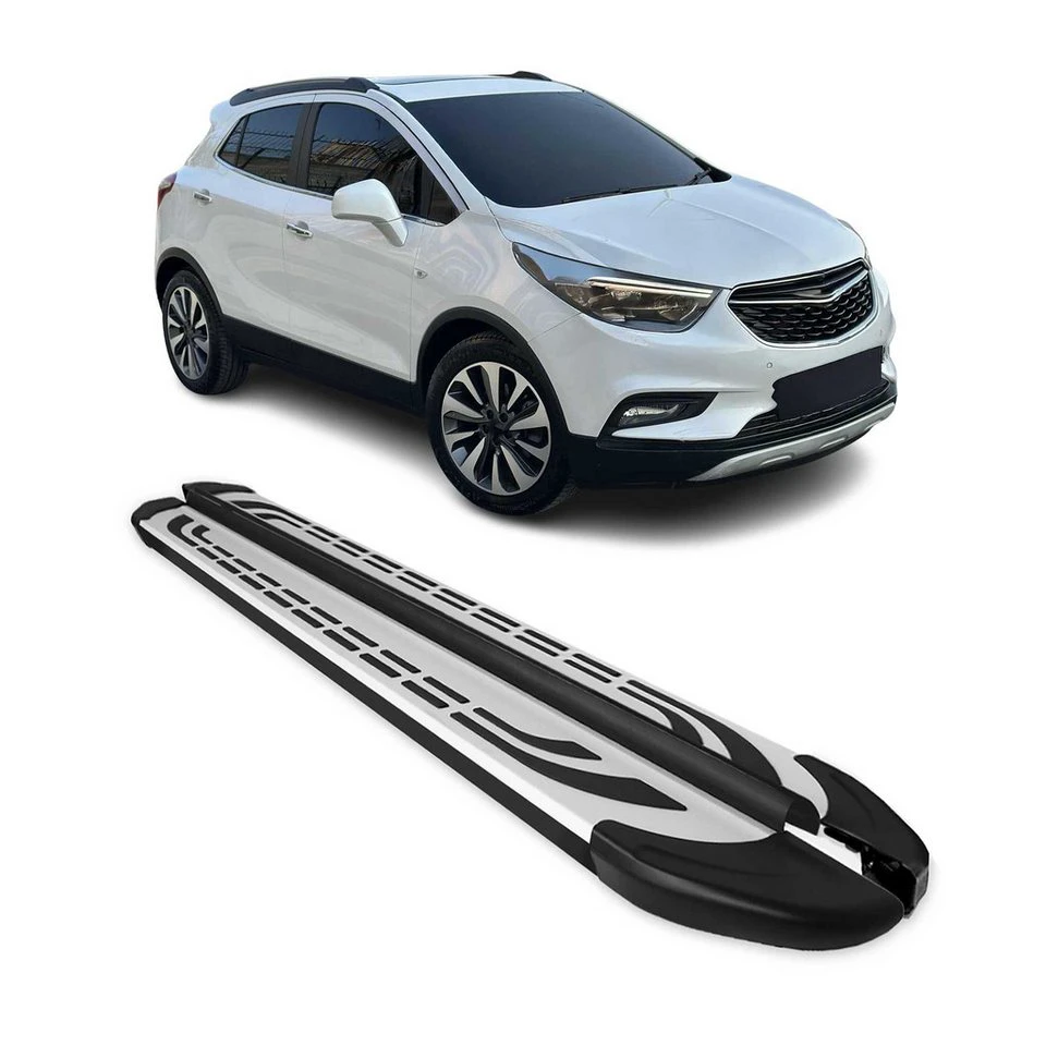 OMAC Aluminium Trittbretter Opel Mokka 2012-2019 Alu Schwarz 2-tlg. rutschfest