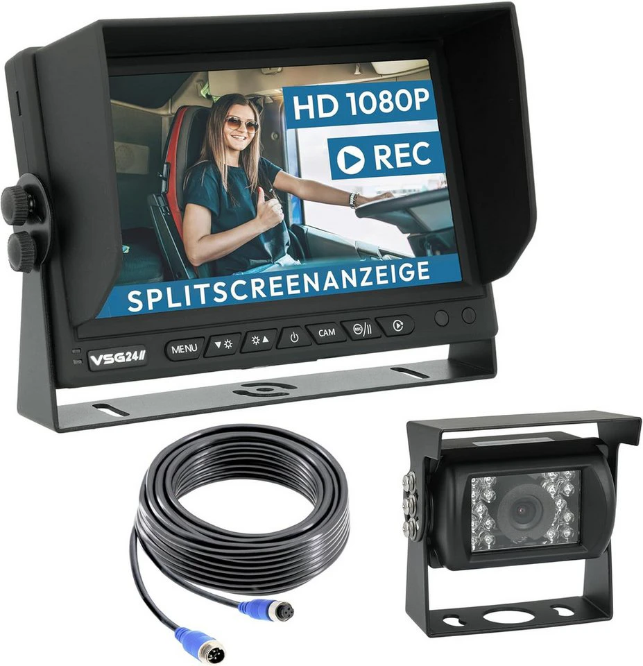VSG24 Rückfahrsystem CAMPER HD 7" für Wohnmobile mit Monitor Kabel Rückfahrkamera 1080P HD