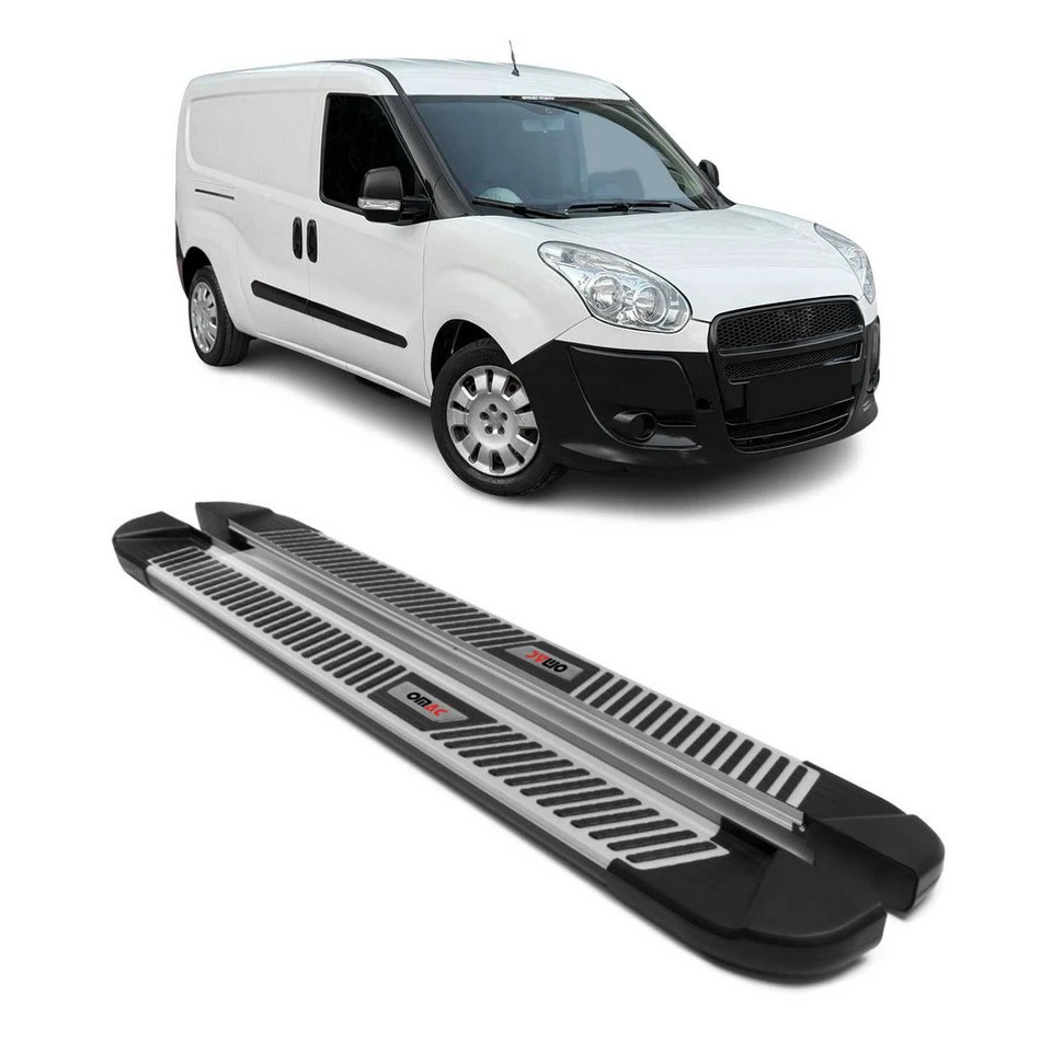 OMAC Trittbretter Fiat Doblo Maxi 2010-2021 Grau Aluminium 2-tlg. rutschfest
