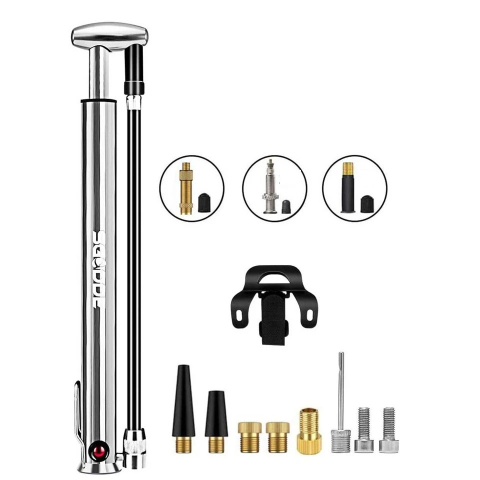SGODDE Fahrradpumpe 3 in 1 160 PSI Aluminium AV DV SV Schwarz Silber