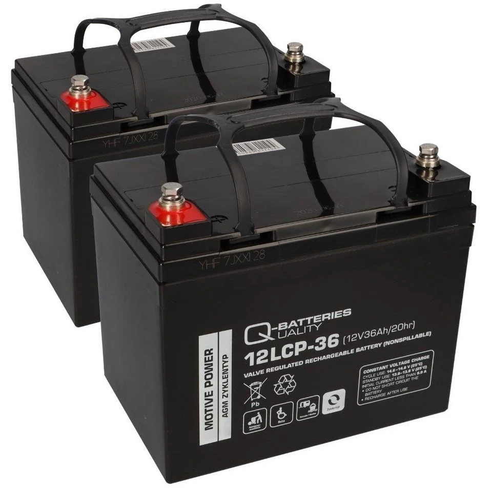 Q-Batteries Akku E-Mobile E-Scooter Pride 2x 12V 36Ah