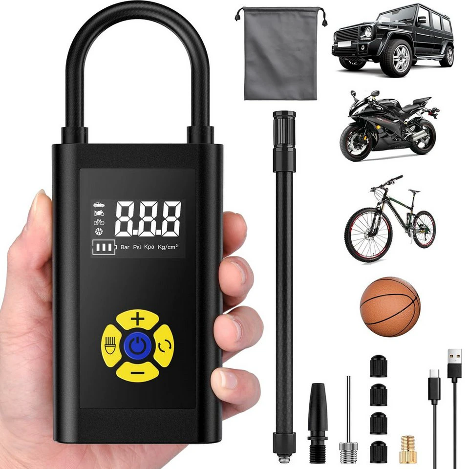 Kityhome Akku-Luftpumpe Elektrische Luftpumpe Mini Kompressor für Fahrrad 4400 mAh