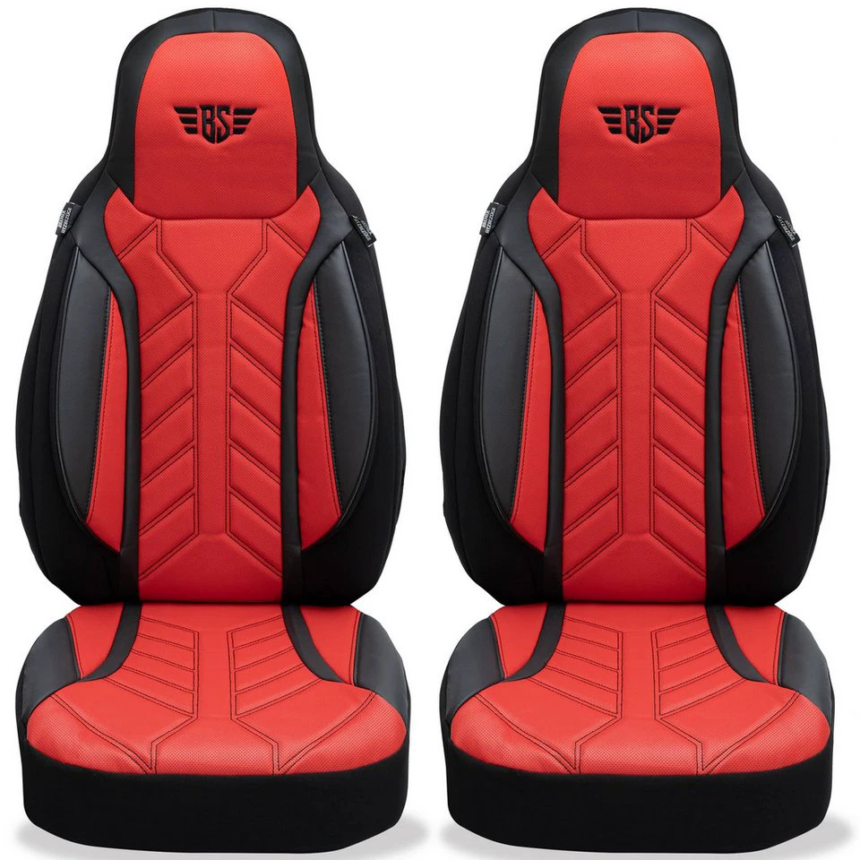 BREMER SITZBEZÜGE Autositzbezug Audi A1 8X 2010-2018 DPL502 Set Schwarz/Rot Fahrer Beifahrer
