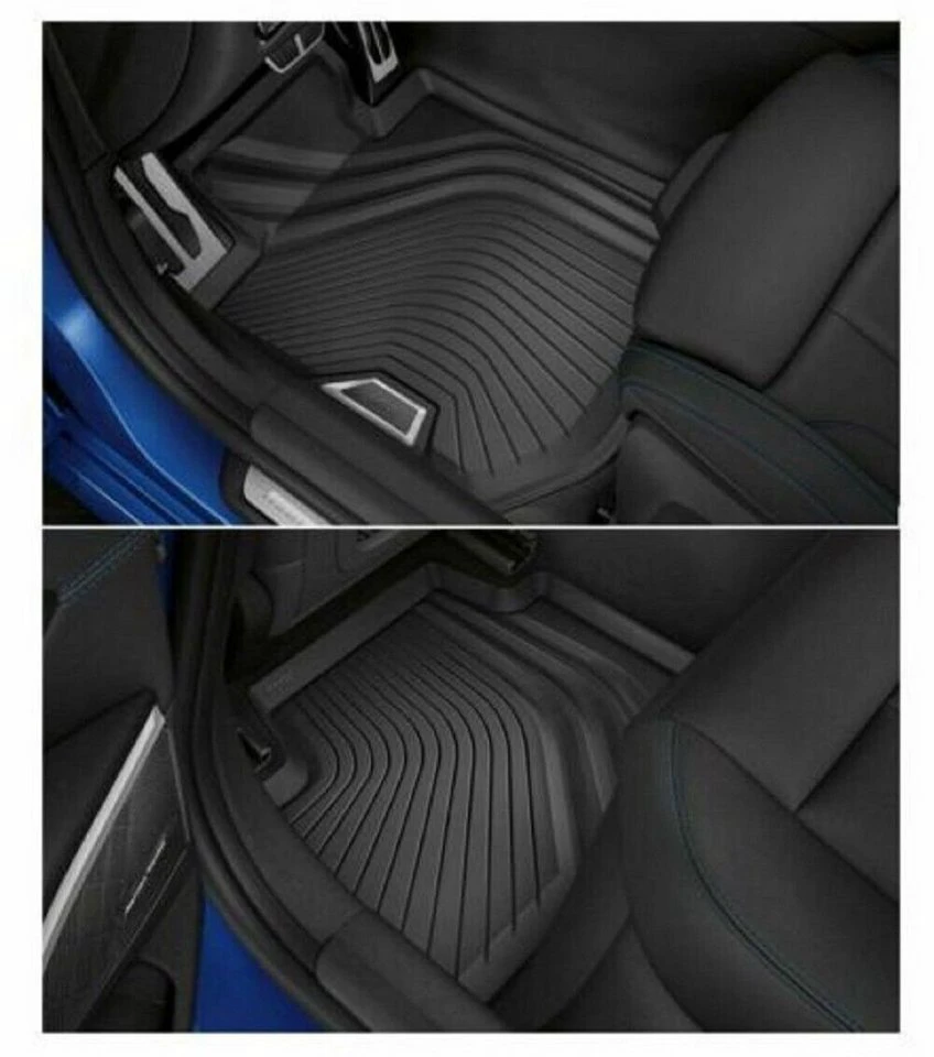 BMW Allwetter-Fußmatten 4er G22 G23 M4 G82 G83 vorne schwarz Edelstahlspange