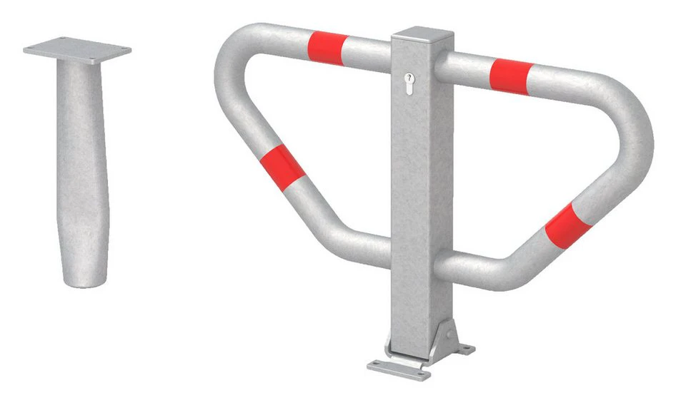 Alberts Parkplatzbügel Stoppy II feuerverzinkt umlegbar Profilzylinderschloss 450 x 750 mm