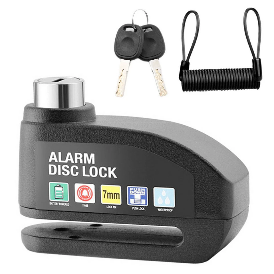 Senmudi Bremsscheibenschloss Alarm 110dB Motorrad Roller Fahrrad ø7mm