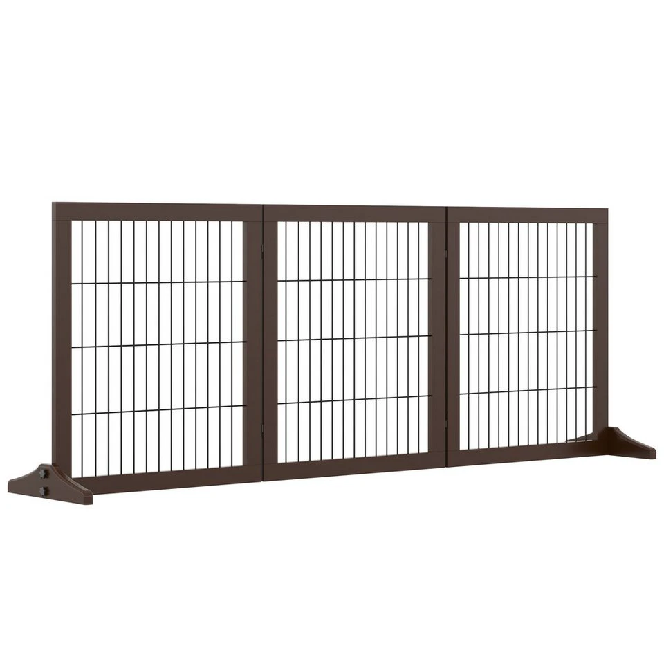 MC Star Hundegitter Absperrgitter Kiefernholz freistehend braun 185x36x71 cm