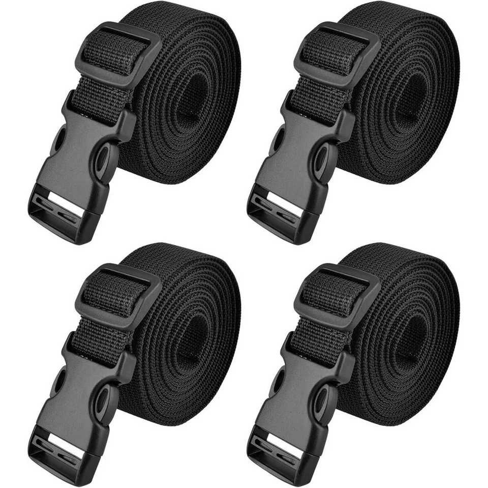 TRIWONDER Gurtband 25mm Schwarz Nylon mit verstellbaren Schnallen 4 Stück 1m