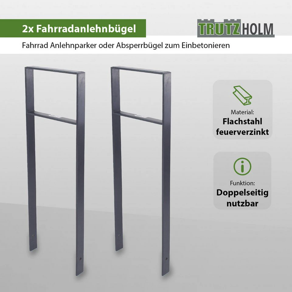 TRUTZHOLM Fahrradständer Parker Typ H 2er Set Anthrazit zum Einbetonieren 1165 x 390 mm