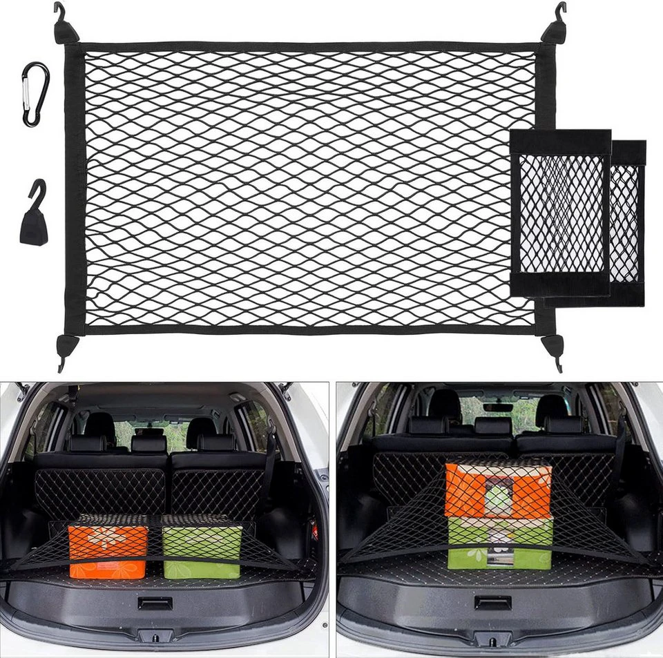 SinLaw Rücksitzorganizer Kofferraumnetz Gepäcknetz 140 x 100 cm 1-tlg elastischer Rand