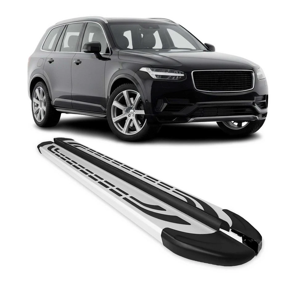 OMAC Fahrzeugspezifisch Aluminium Trittbretter Volvo XC90 2015-2025 Alu Grau 2-tlg. Rutschfest