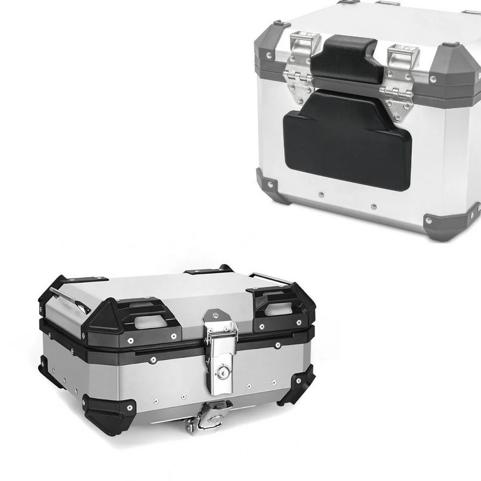 Bagtecs XB22 Motorrad Alu Topcase 22 Liter silber mit Rückenpolster