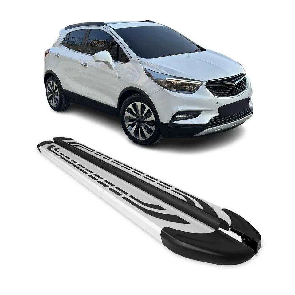 OMAC Trittbretter für Opel Mokka 2012-2019 Aluminium Grau 2-teilig rutschfest