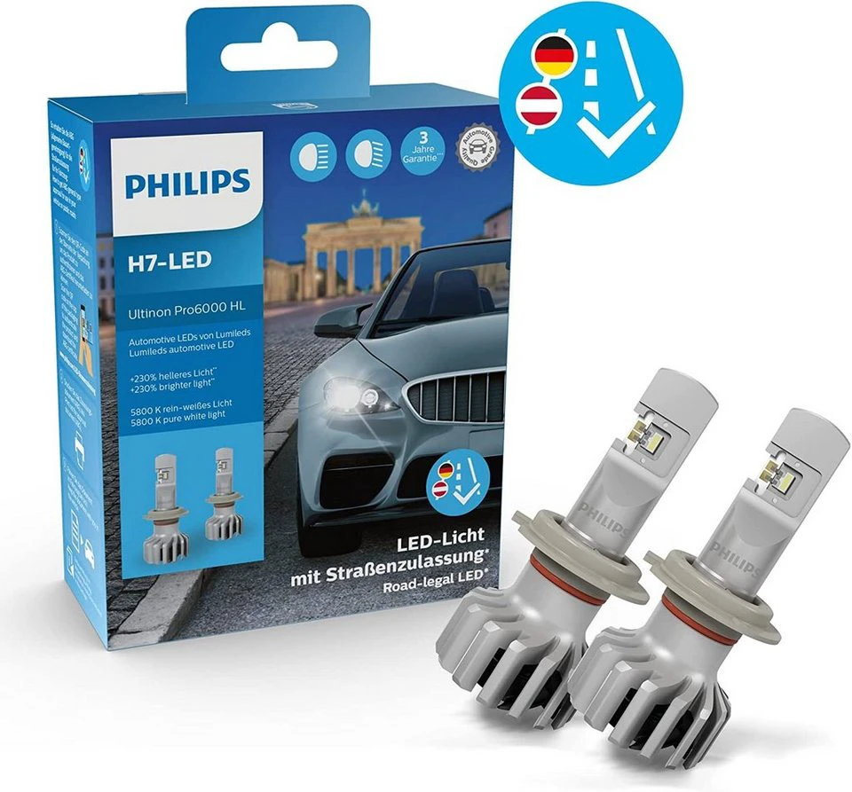 Philips Ultinon Pro6000 H7 LED Scheinwerferlampe 2 St. Kaltweiß mit Straßenzulassung