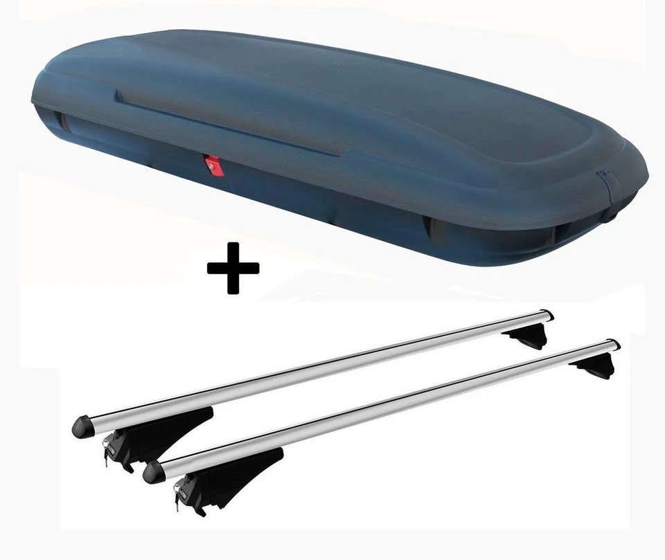 VDP VDPCA480 Dachbox 480Ltr Carbon Look abschließbar mit Alu Relingträger Tiger silber Audi A4 (8K) Avant 2008-2014