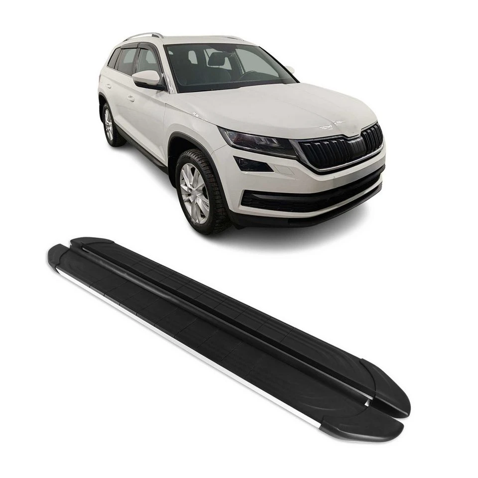 OMAC Trittbretter Skoda Kodiaq 2016-2025 Aluminium Silber 2-tlg. rutschfest