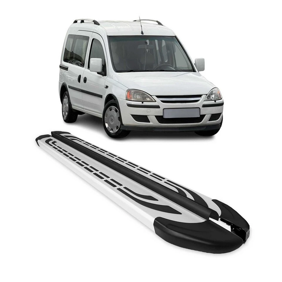 OMAC Kfz-Schmutzfänger Trittbretter Seitenschweller für Opel Combo 2001-2011 Aluminium 2-tlg rutschfest