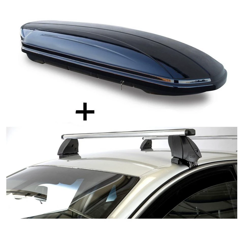 VDP Dachbox 320 Liter schwarz VDPMAA320 Peugeot 208 5Türer 12-15 mit Dachträger K1P Alu