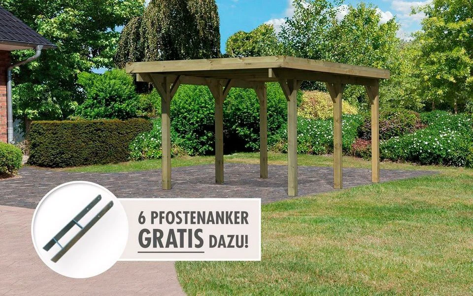 Karibu Einzelcarport Classic 1 318 x 480 cm PVC-Dacheindeckung Einfahrtshöhe 206 cm