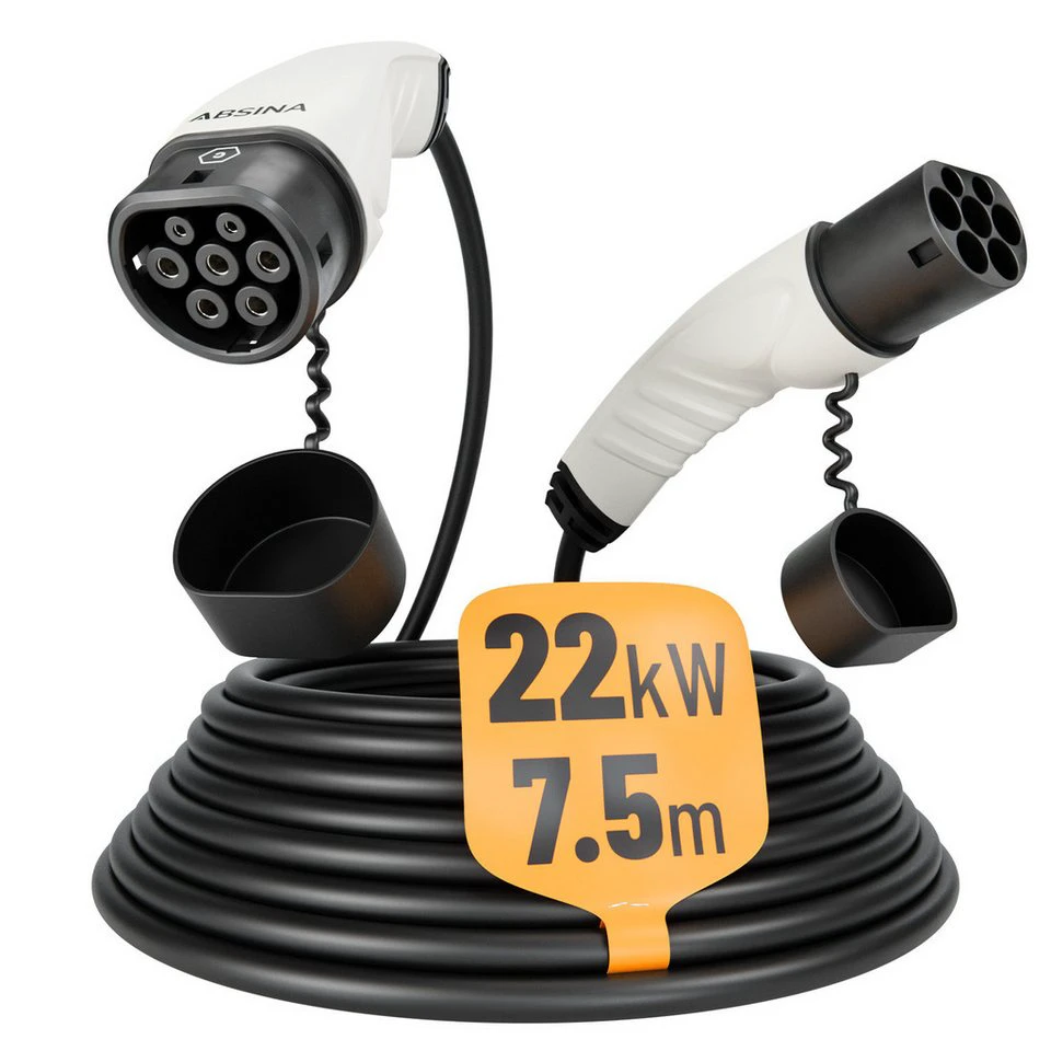 ABSINA Typ 2 Ladekabel 22kW 32A 7,5 Meter
