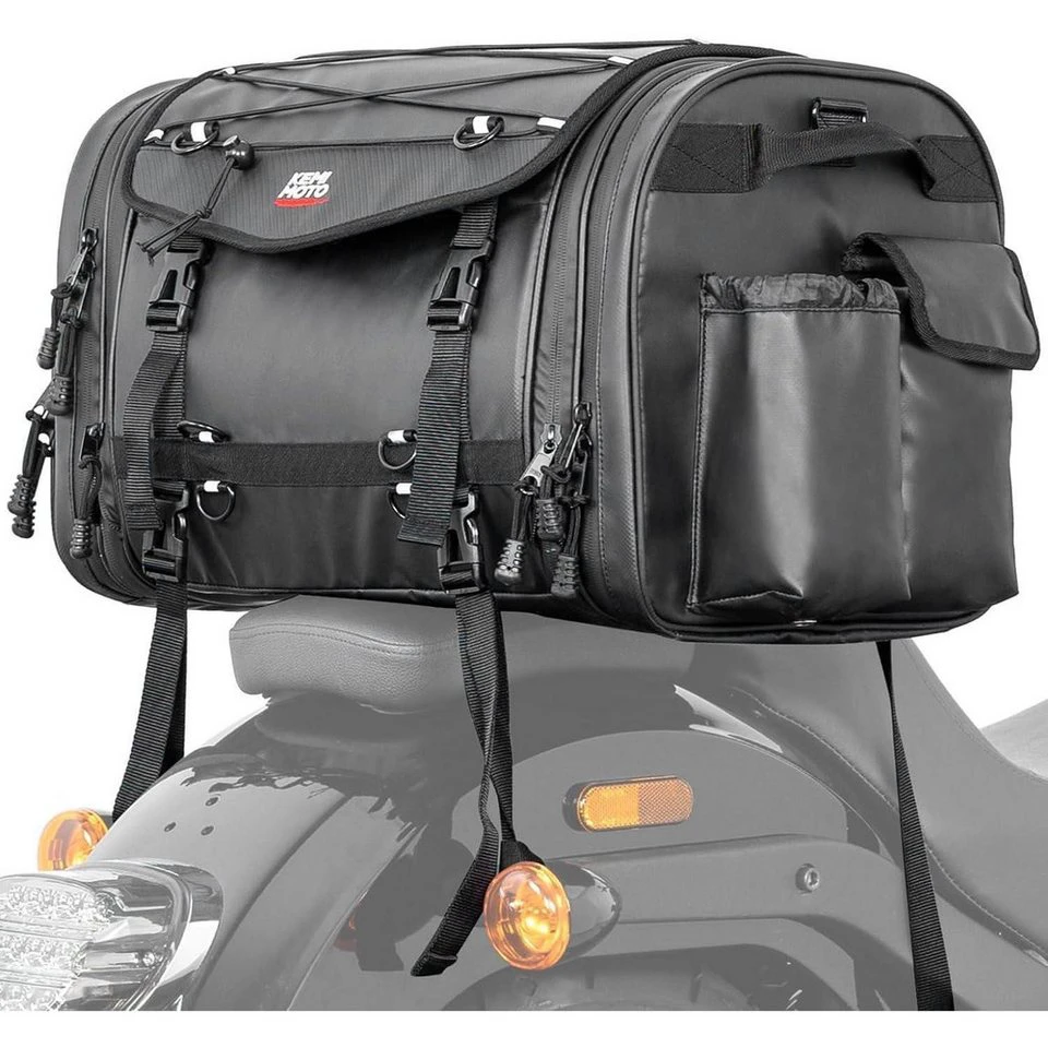 KEMIMOTO Motorrad Tasche 45-65L wasserdicht erweiterbar schwarz mit Regenhülle