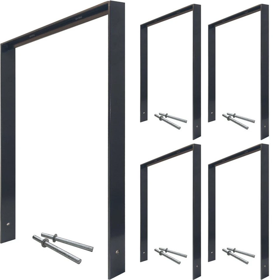 TRUTZHOLM Fahrradanlehnbügel 1165 x 770 mm Flachstahl 13 mm Anthrazit 5er Set zum Einbetonieren