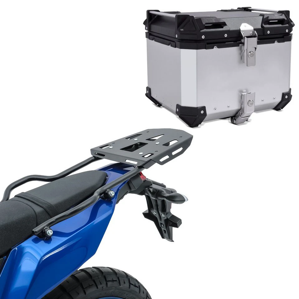 Bagtecs Topcase Set XB45 für Yamaha Tenere 700 Rally 19-25 silber mit Gepäckträger