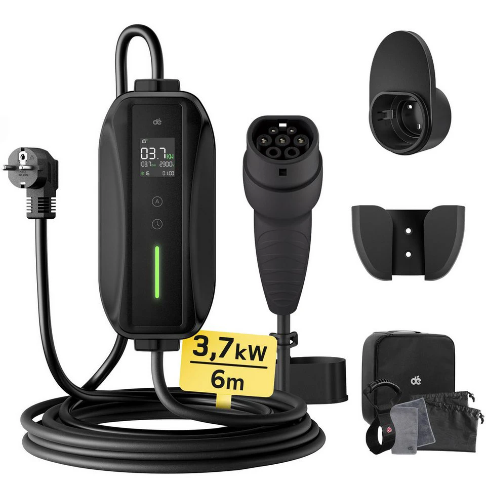 dé Elektroauto-Ladestation Typ 2 Ladekabel Schuko 3,68 kW mobil mit Display