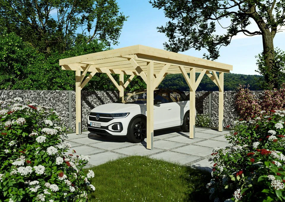 KONIFERA Einzelcarport Saturn I 344 x 500 cm, Einfahrtshöhe 222 cm, Leimholz, PET-Flachdach