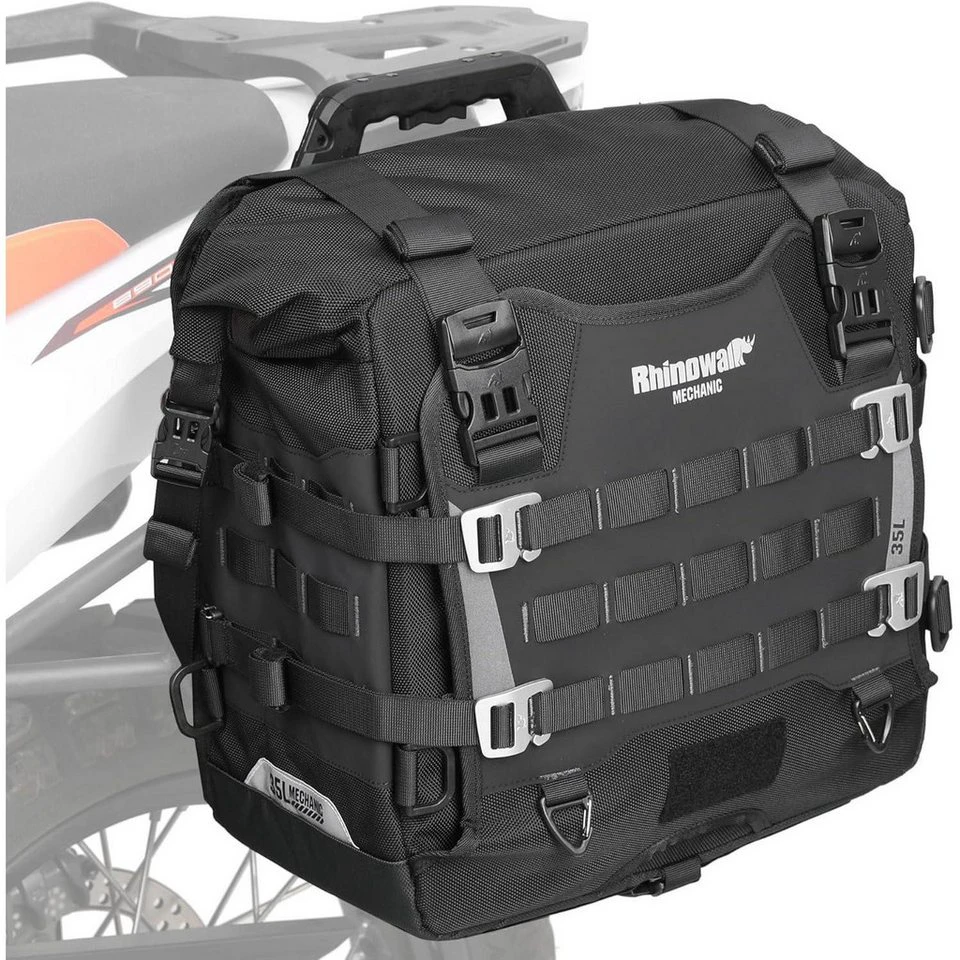 LuxusKollektion Roller-Gepäckträger Satteltaschen Motorrad wasserdicht Schnellverschluss Schwarz 35L